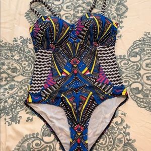 Colorful Geometric One-Piece XL Swimsuit